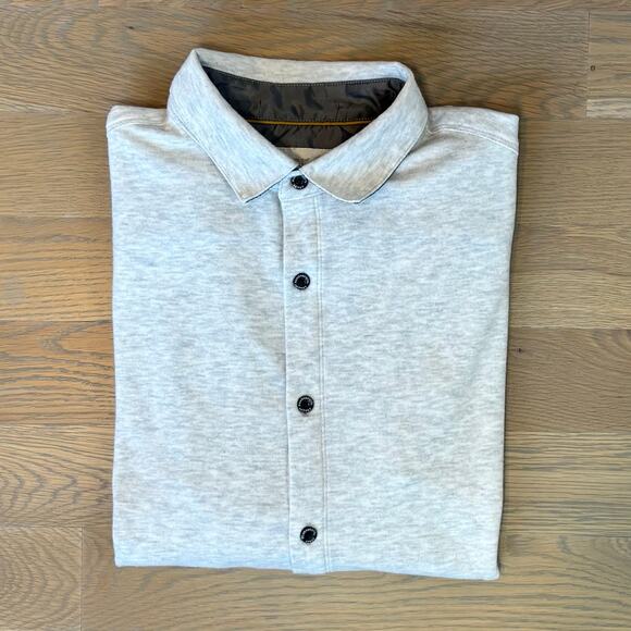 Fundamental Coast Andy Knit Shirt Soft Stretch White Gray Mens Size Large - Picture 10 of 10